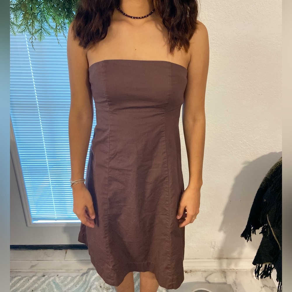Gap Stretch Strapless Brown Dress